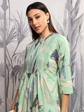 Vishudh Women Green Printed A-Line Dress - Green - Image 1
