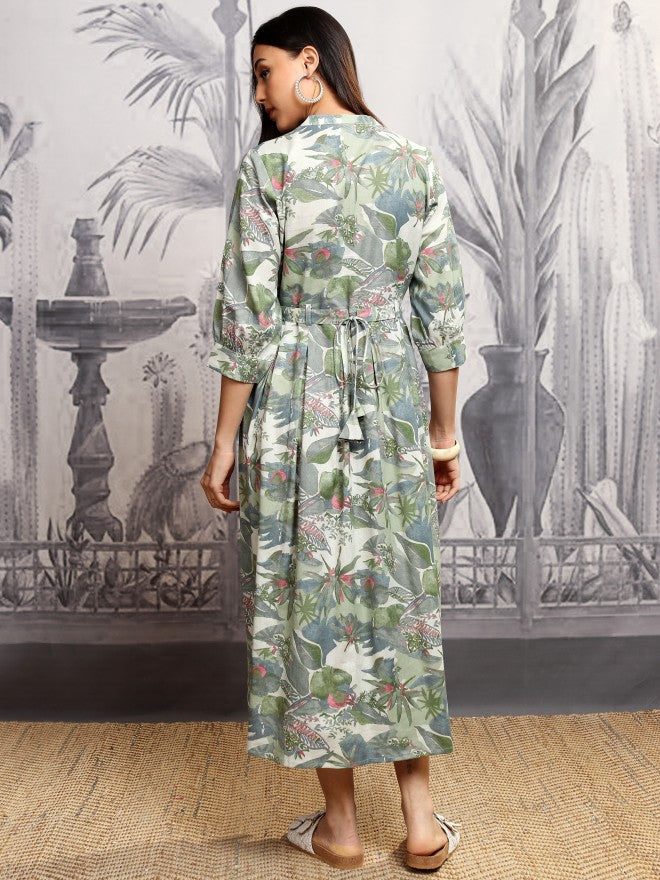 Vishudh Women Green Printed Shirt Dress - Green - Image 3
