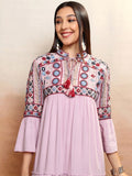 Vishudh women Lavender Embroidered Drop-Waist Dress - Lavender - Image 1