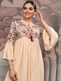 Vishudh Women Beige Embroidered Maxi Dress - Beige - Image 1