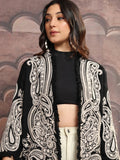 Vishudh Women Black Open Front Jacket - Black - Image 1