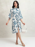 Vishudh women White Printed Shirt Dress - White - Image 1