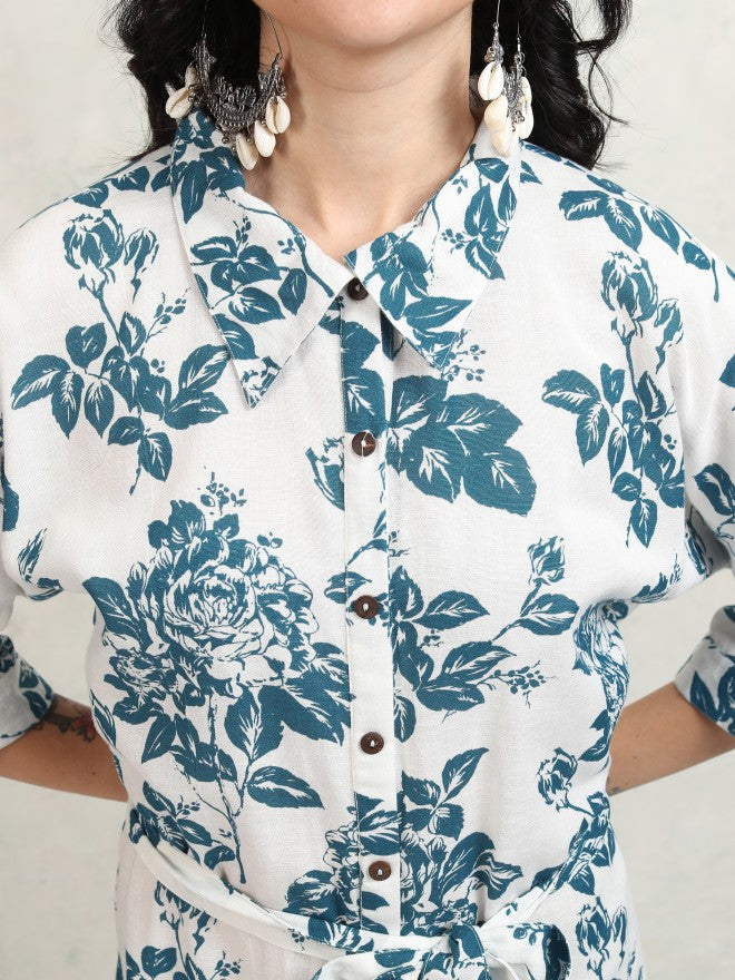 Vishudh women White Printed Shirt Dress - White - Image 5