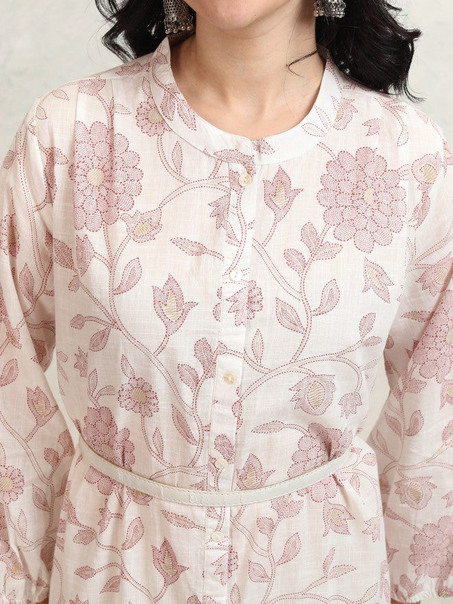 Vishudh women Mauve Printed Drop-Waist Dress - Mauve - Image 5