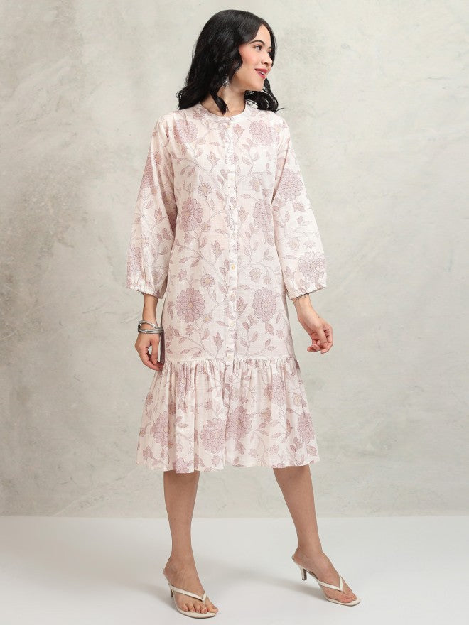Vishudh women Mauve Printed Drop-Waist Dress - Mauve - Image 6
