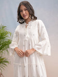 Vishudh Women Off White Embroidered A-Line Dress - Off White - Image 1