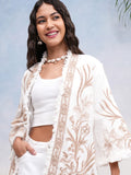 Vishudh Women Off White Open Front Jacket - Off White - Image 1