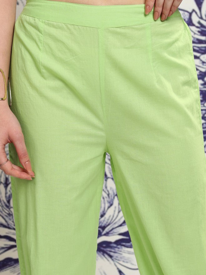 Vishudh Women Green Tunic With Trouser - Green - Image 7