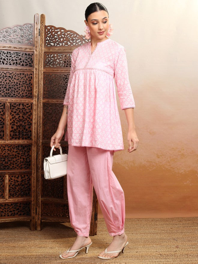 Vishudh Women Pink Top With Trouser - Pink - Image 2