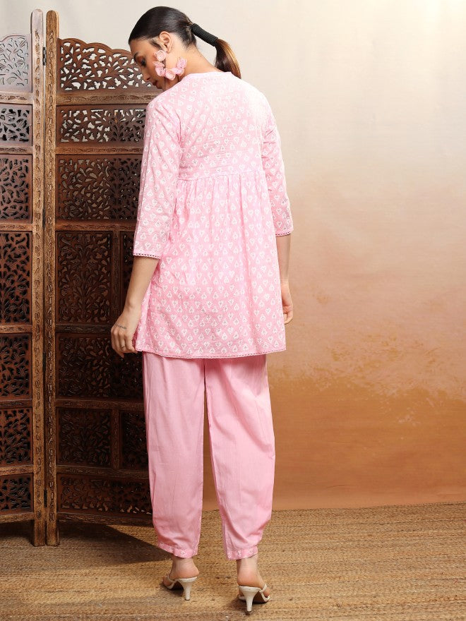 Vishudh Women Pink Top With Trouser - Pink - Image 3
