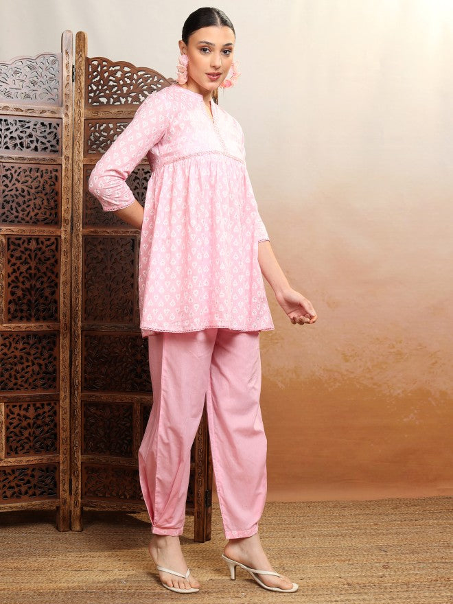 Vishudh Women Pink Top With Trouser - Pink - Image 4