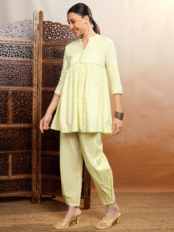 Vishudh Women Yellow Top With Trouser - Yellow - Image 2