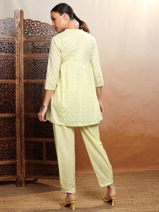 Vishudh Women Yellow Top With Trouser - Yellow - Image 3