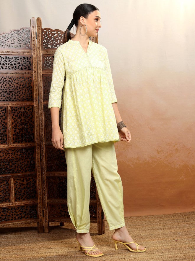 Vishudh Women Yellow Top With Trouser - Yellow - Image 4
