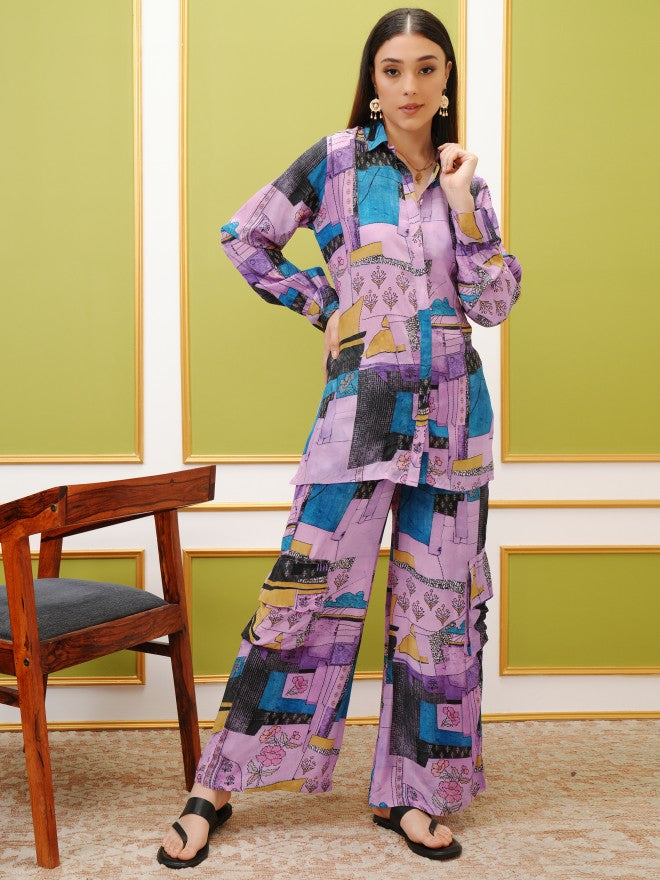 Vishudh Women Purple Top With Trouser - Purple - Image 1