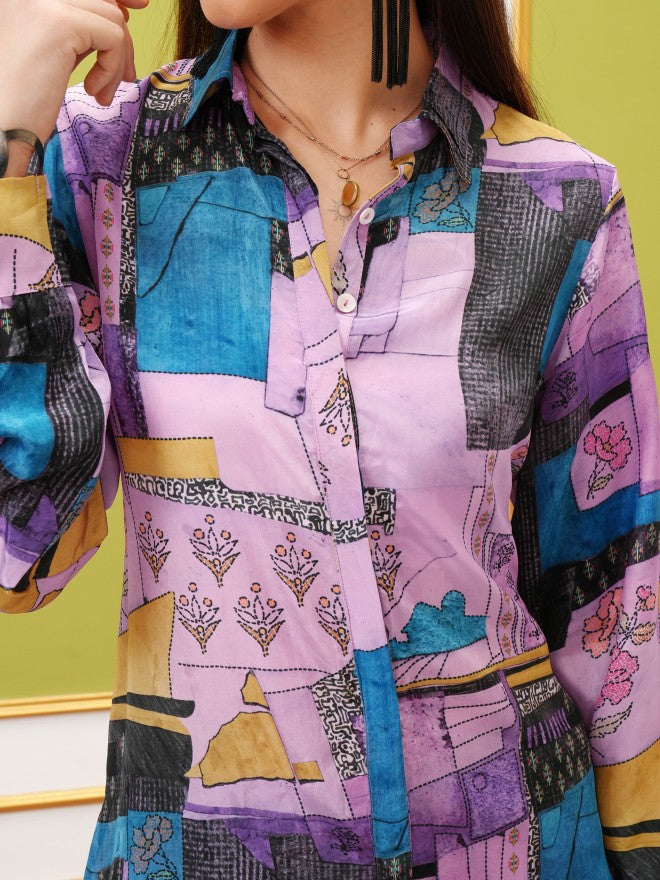 Vishudh Women Purple Top With Trouser - Purple - Image 5