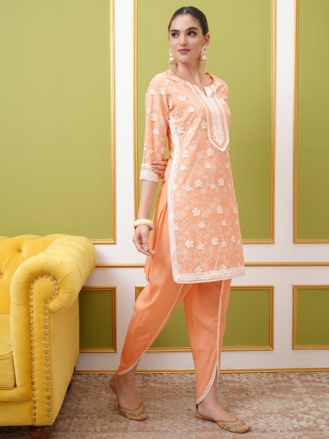 Vishudh Women Peach Top With Trouser - Peach - Image 4