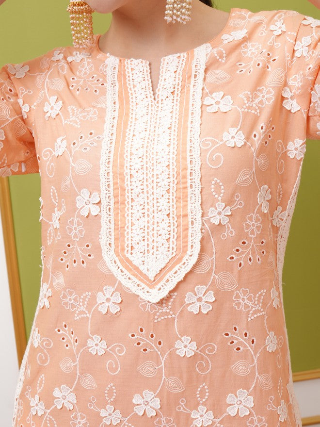 Vishudh Women Peach Top With Trouser - Peach - Image 5