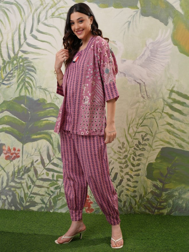 Vishudh Women Pink Top With Trouser - Pink - Image 2