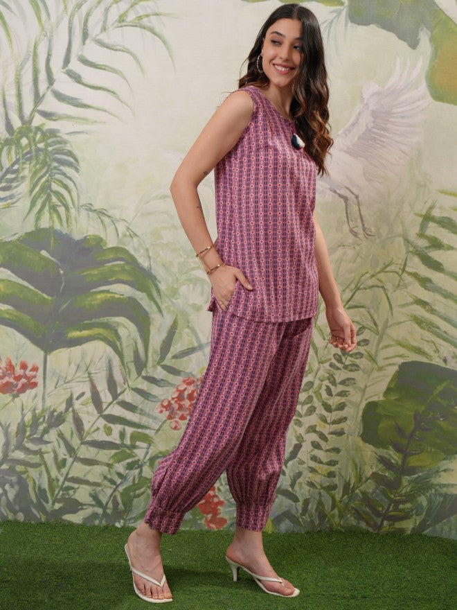 Vishudh Women Pink Top With Trouser - Pink - Image 4