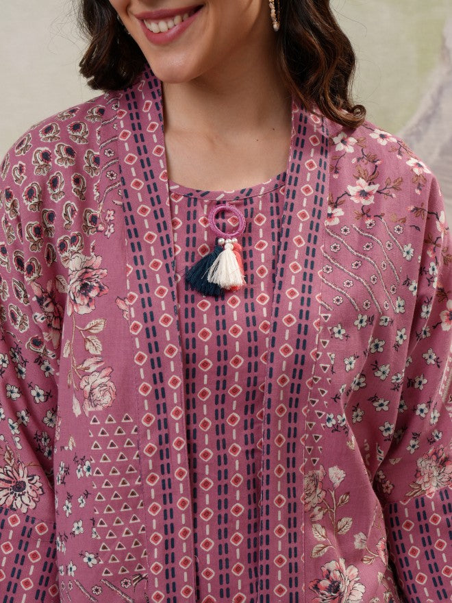 Vishudh Women Pink Top With Trouser - Pink - Image 5
