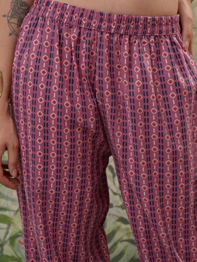 Vishudh Women Pink Top With Trouser - Pink - Image 6