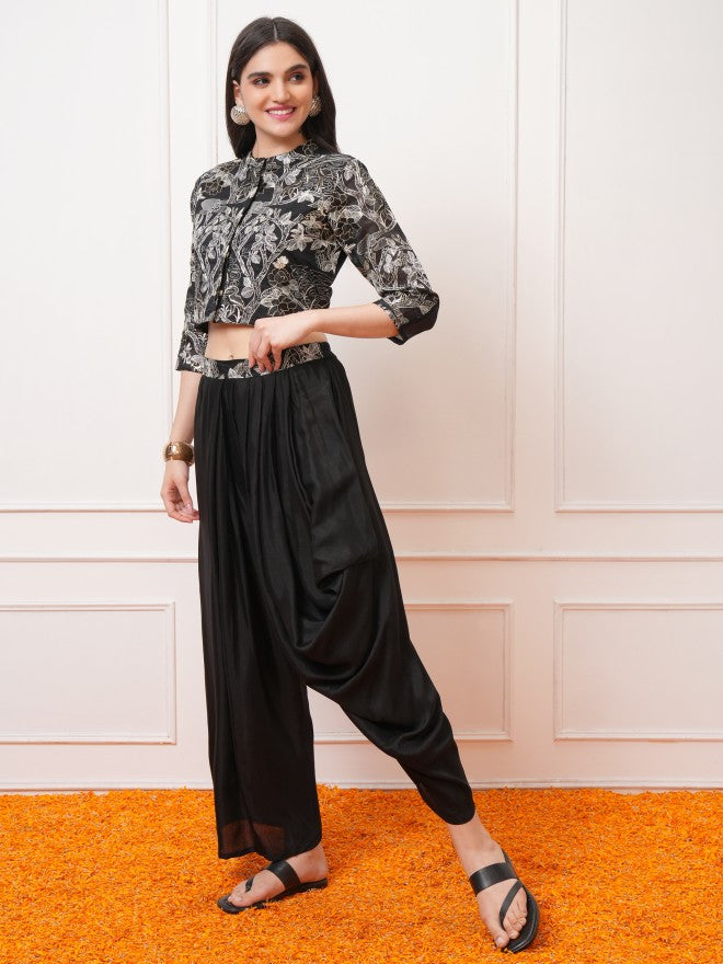 Vishudh Women Black Top With Palazzos - Black - Image 2