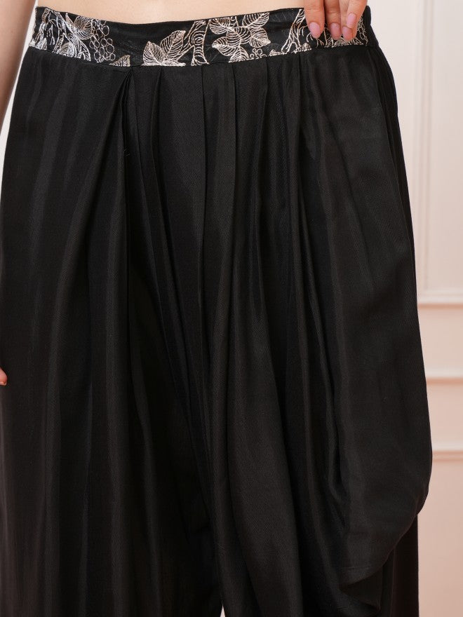 Vishudh Women Black Top With Palazzos - Black - Image 6