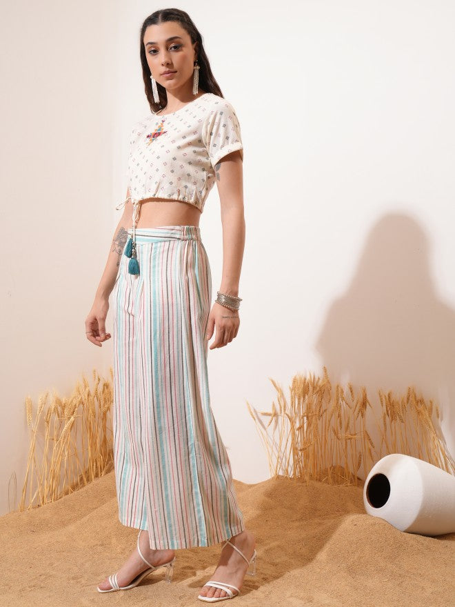Vishudh Women Off White Top With Trouser - Off White - Image 2