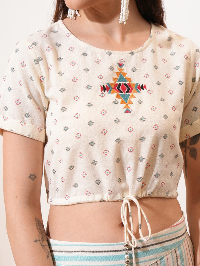 Vishudh Women Off White Top With Trouser - Off White - Image 5