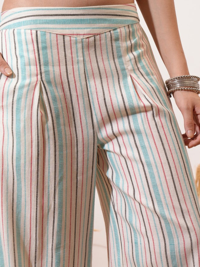 Vishudh Women Off White Top With Trouser - Off White - Image 6