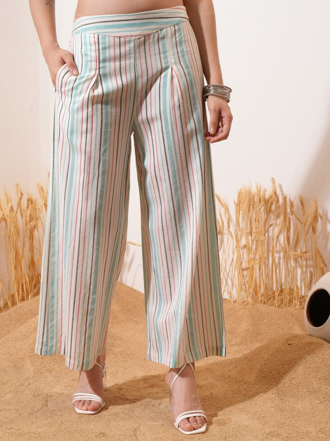 Vishudh Women Off White Top With Trouser - Off White - Image 7