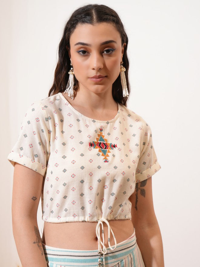 Vishudh Women Off White Top With Trouser - Off White - Image 8