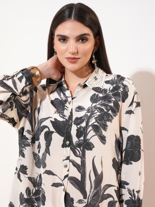 Vishudh Women Cream Top With Trouser - Cream - Image 8