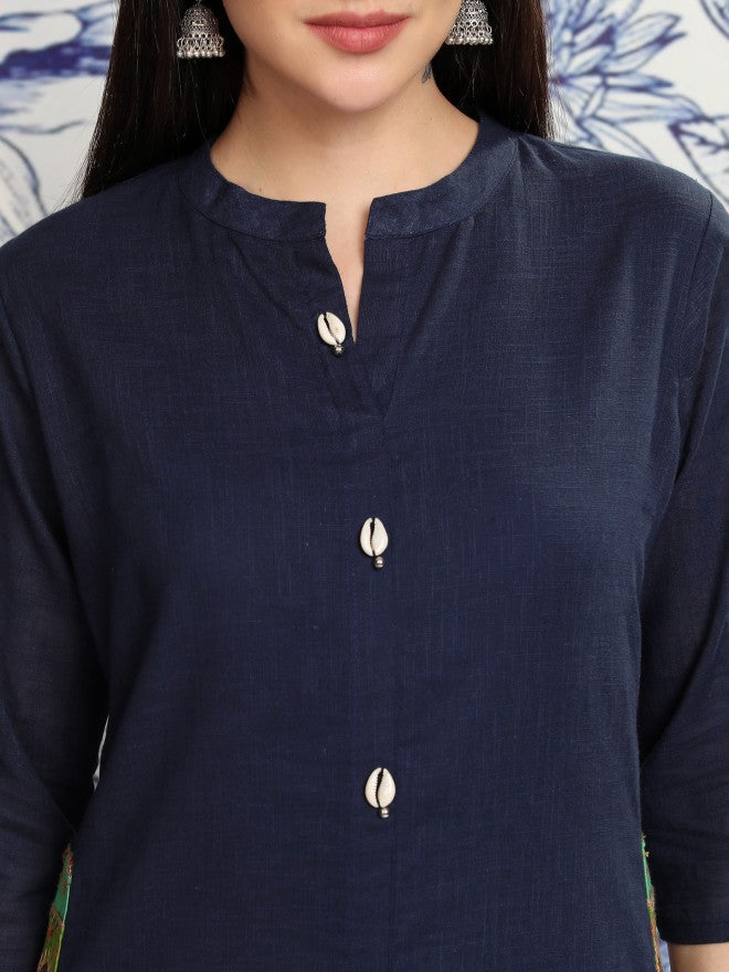 Vishudh Women Navy Blue Tunic With Trouser - Navy Blue - Image 5