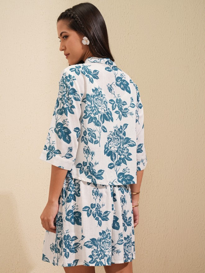 Vishudh Women Blue Shirt With Short - Blue - Image 3