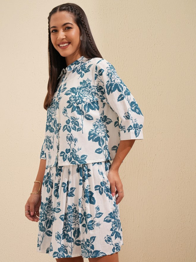 Vishudh Women Blue Shirt With Short - Blue - Image 4