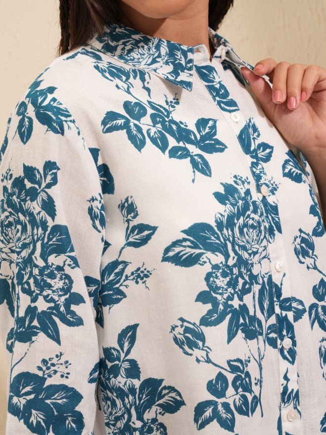Vishudh Women Blue Shirt With Short - Blue - Image 5