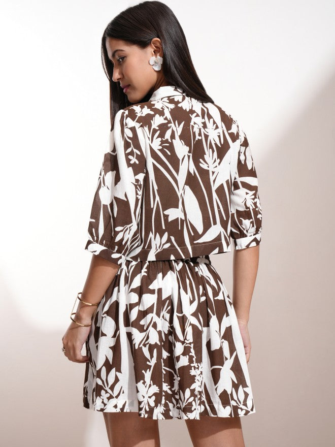 Vishudh Women Brown Shirt With Skirt - Brown - Image 3