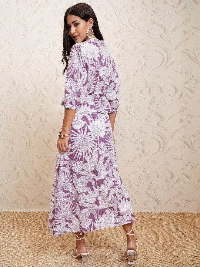 Vishudh Women Mauve Top With Skirt - Mauve - Image 3
