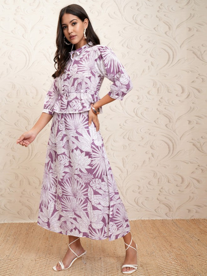 Vishudh Women Mauve Top With Skirt - Mauve - Image 4