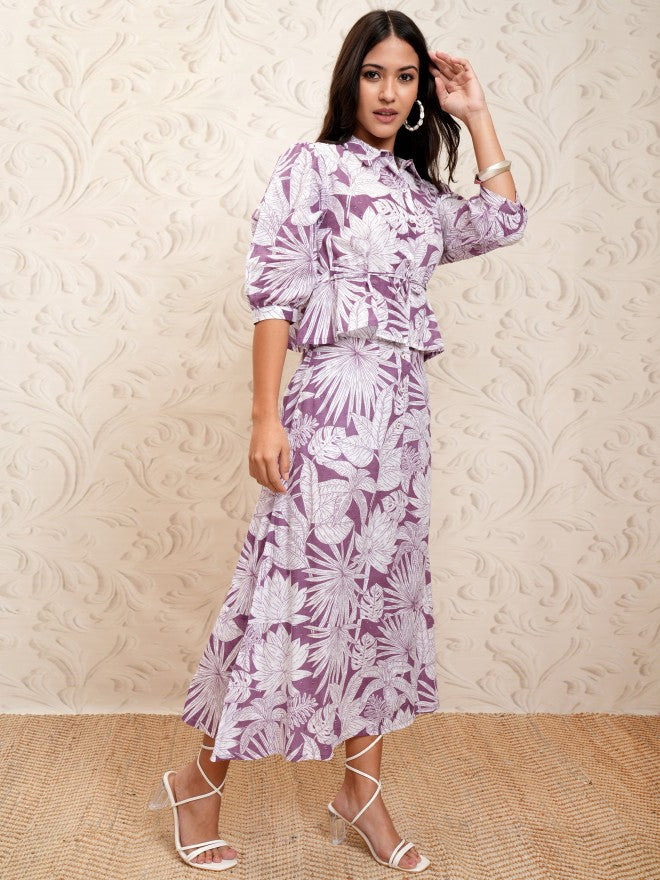 Vishudh Women Mauve Top With Skirt - Mauve - Image 6