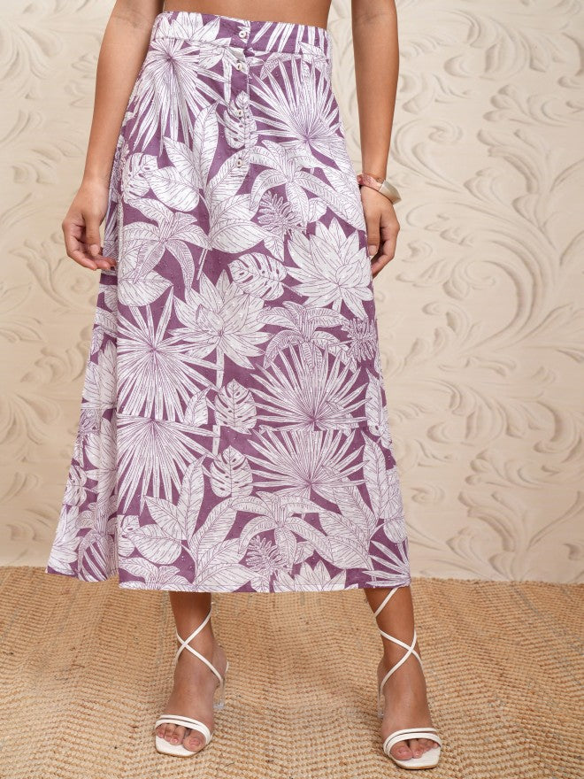 Vishudh Women Mauve Top With Skirt - Mauve - Image 8