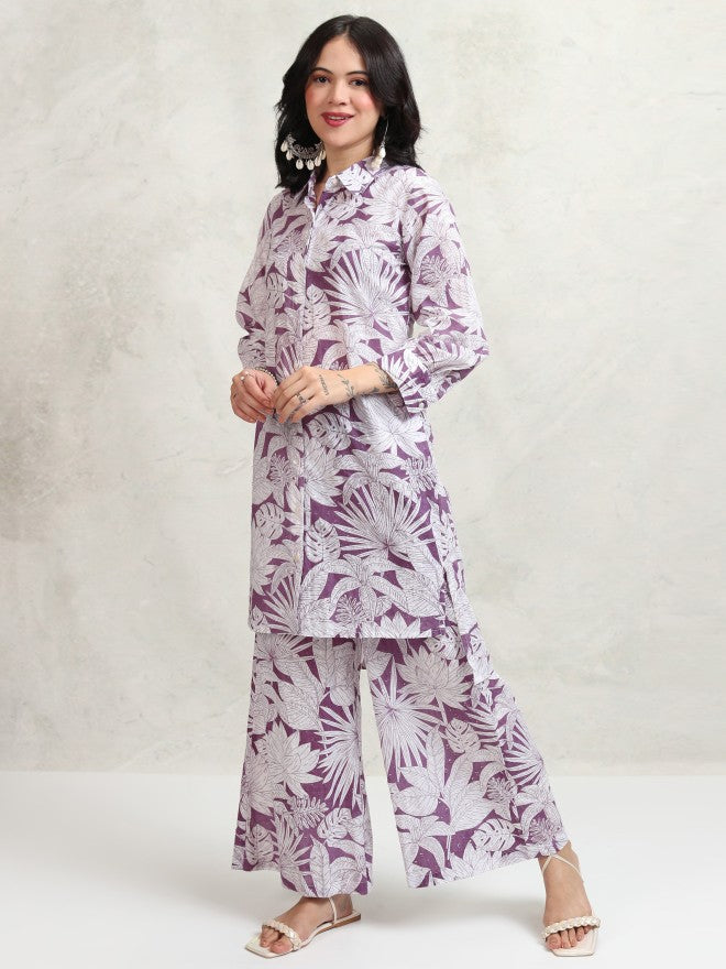 Vishudh Women Purple Shirt With Trouser - Purple - Image 4