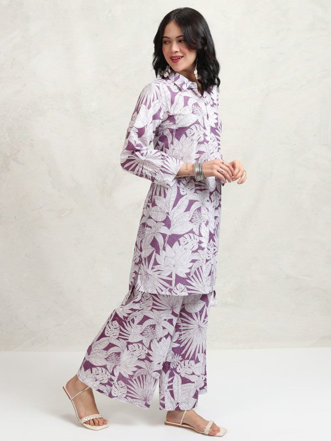 Vishudh Women Purple Shirt With Trouser - Purple - Image 6