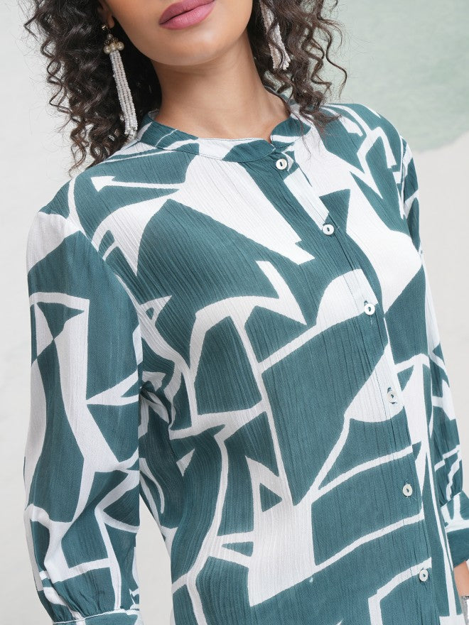 Vishudh Women Teal Tunic With Skirt - Teal - Image 5