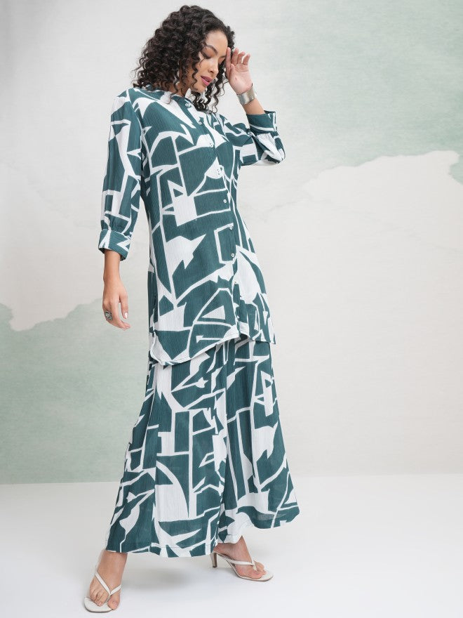 Vishudh Women Teal Tunic With Skirt - Teal - Image 6