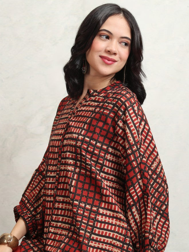 Vishudh Women Maroon Shirt With Trouser - Maroon - Image 2
