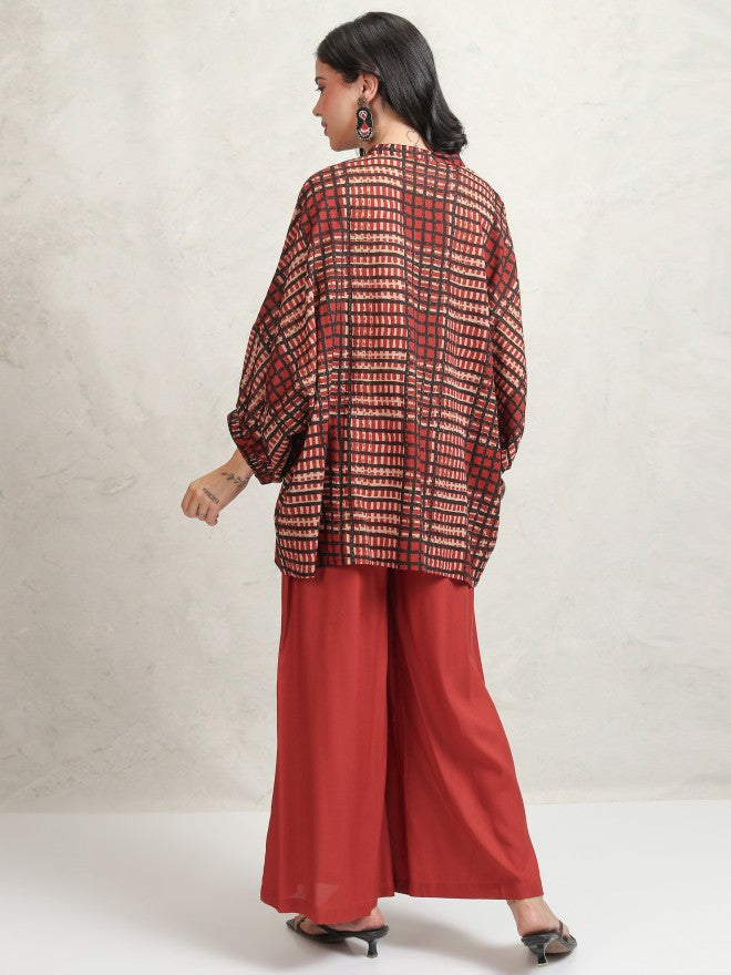 Vishudh Women Maroon Shirt With Trouser - Maroon - Image 3