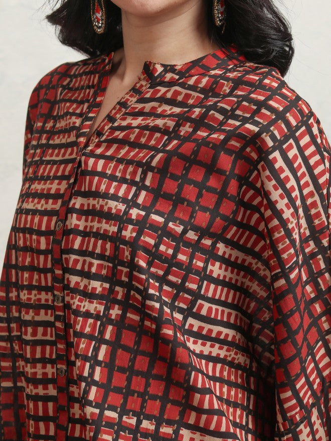 Vishudh Women Maroon Shirt With Trouser - Maroon - Image 5